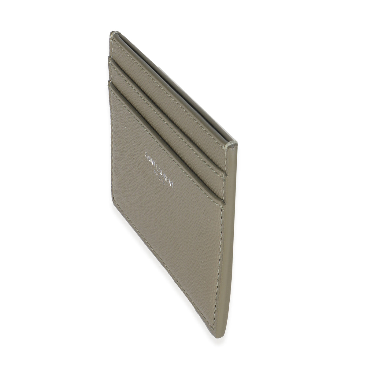 Saint Laurent Olive Green Grain De Poudre Credit Card Case Wallet sv