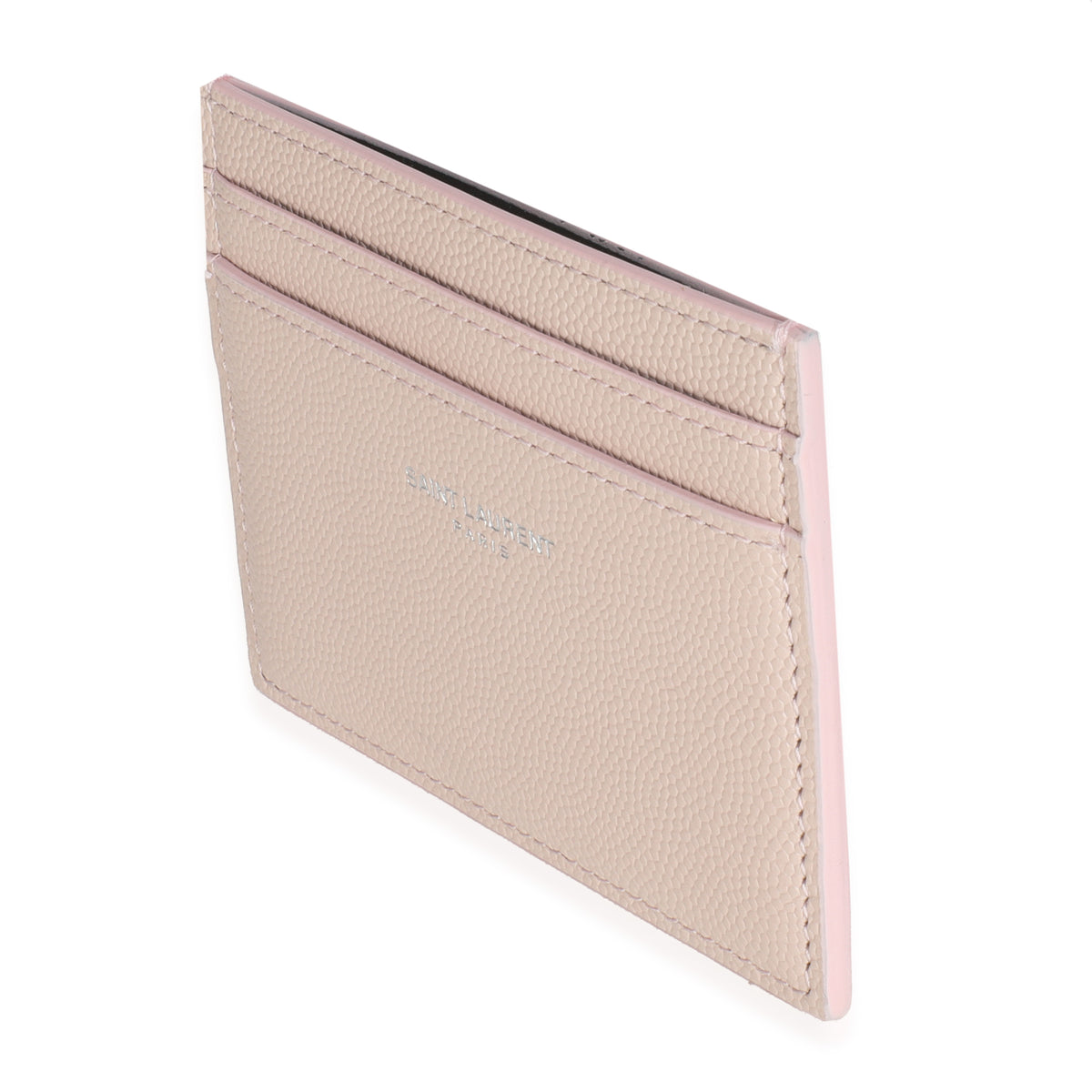 Saint Laurent Light Pink Grain De Poudre Credit Card Case Wallet sv