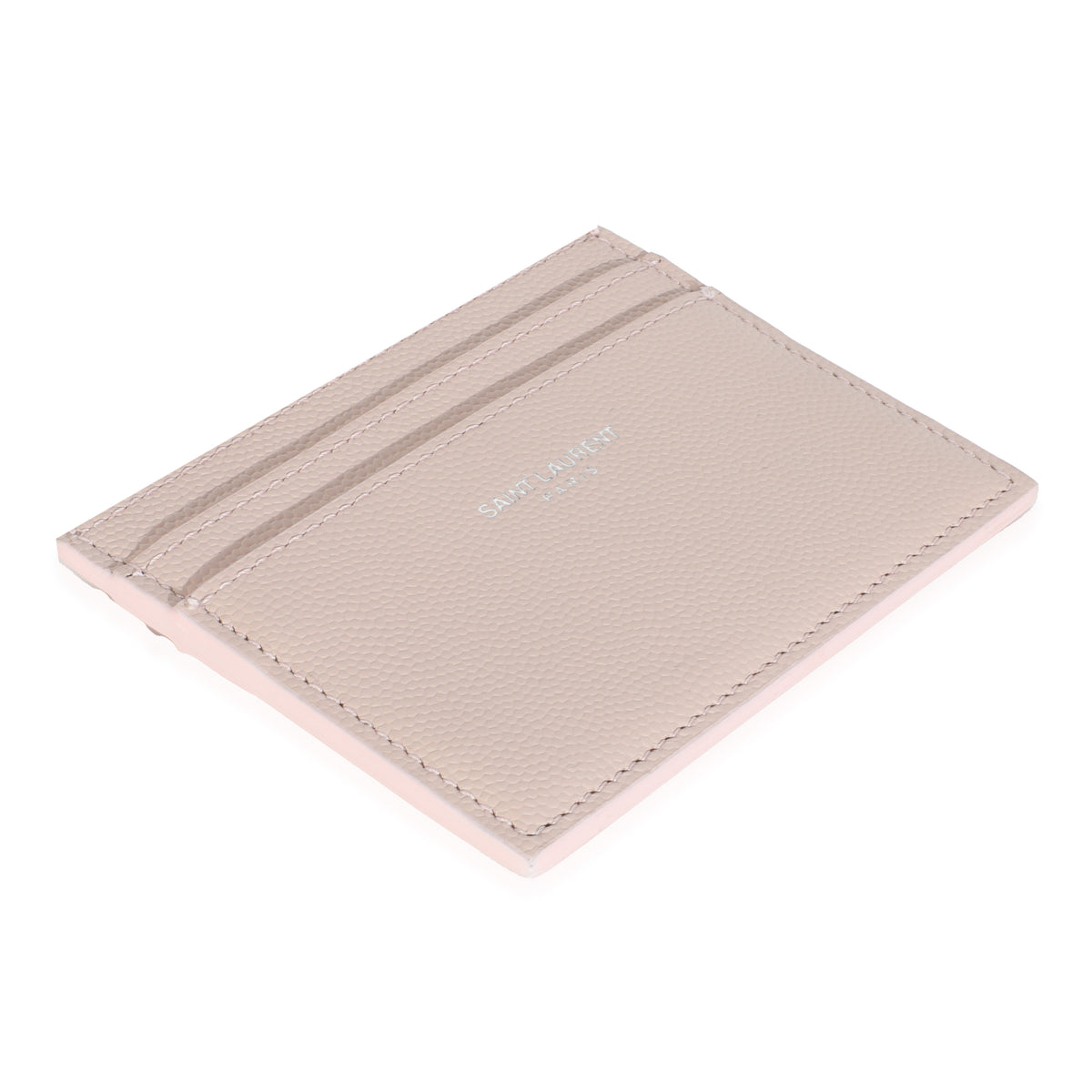 Saint Laurent Light Pink Grain De Poudre Credit Card Case Wallet box