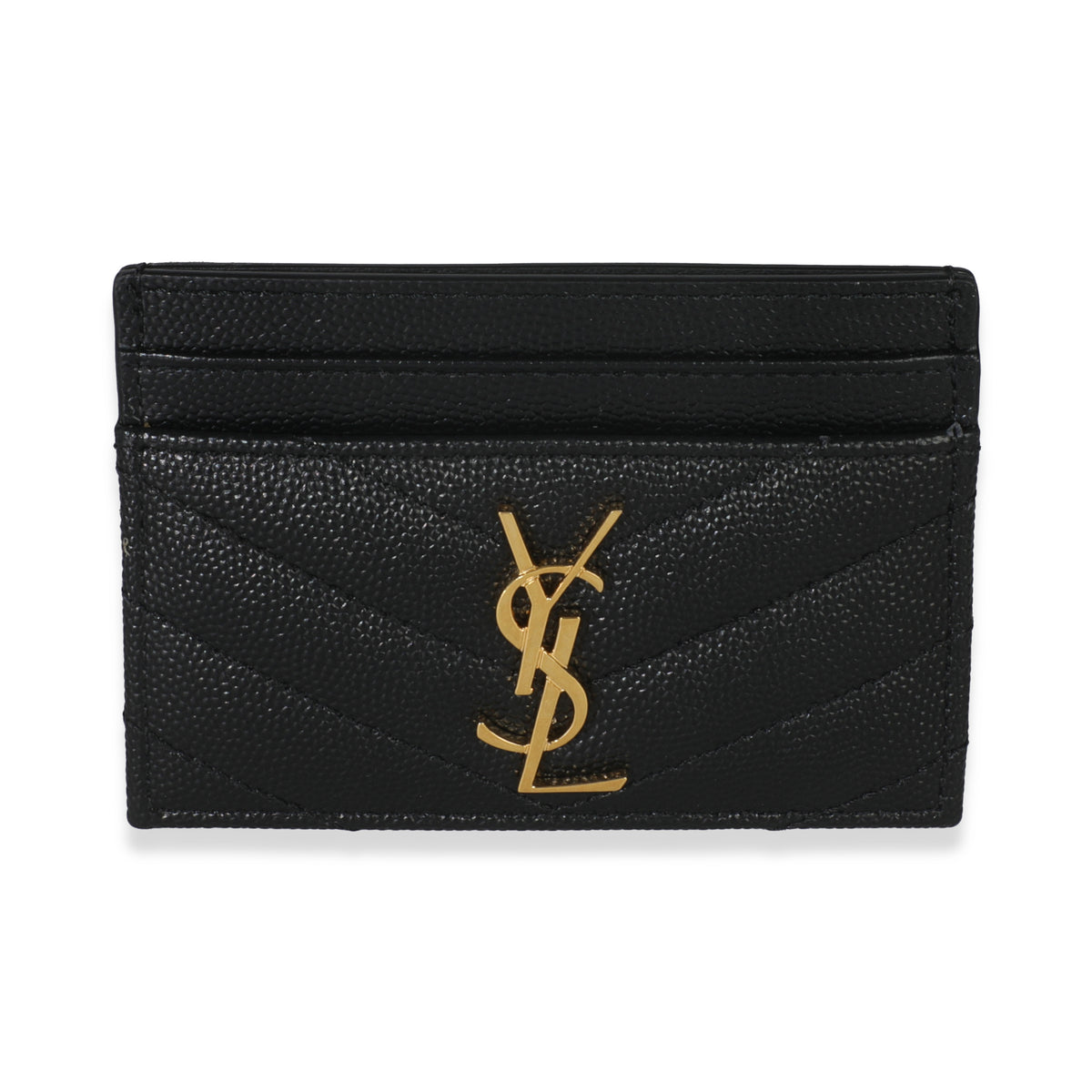 Saint Laurent Black Grain De Poudre Matelasse Cassandre Card Case Handbag id