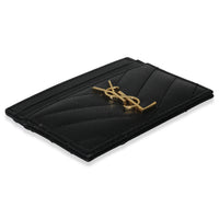 Black Grain De Poudre Matelasse Cassandre Card Case