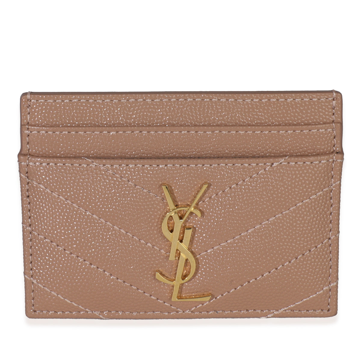 Saint Laurent Pale Pink Grain De Poudre Matelasse Cassandre Card Case Wallet sv