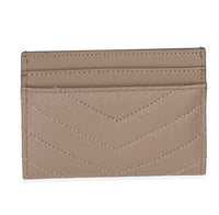 Saint Laurent Dark Taupe Grain De Poudre Matelasse Cassandre Card Case Wallet bv