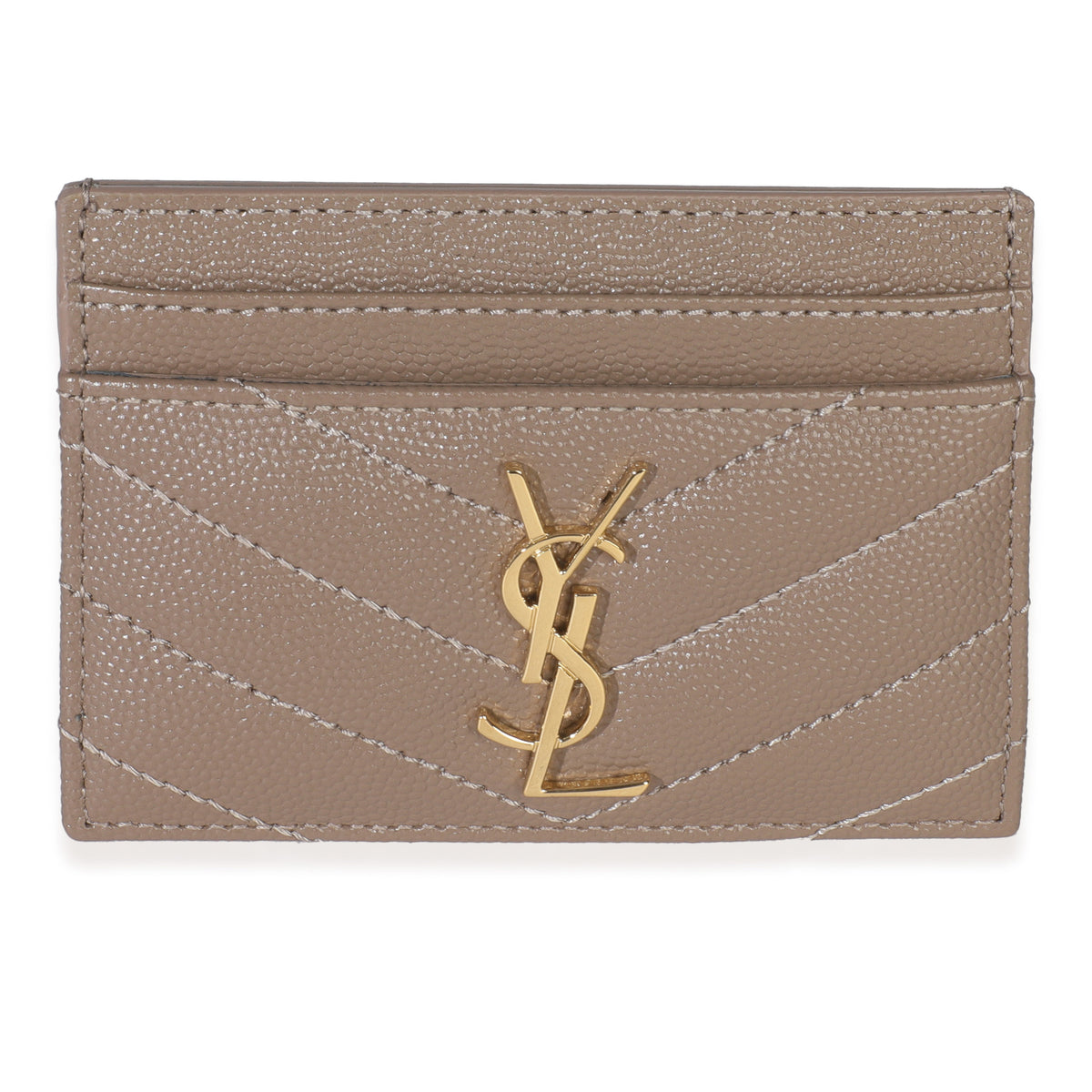 Dark Taupe Grain De Poudre Matelasse Cassandre Card Case