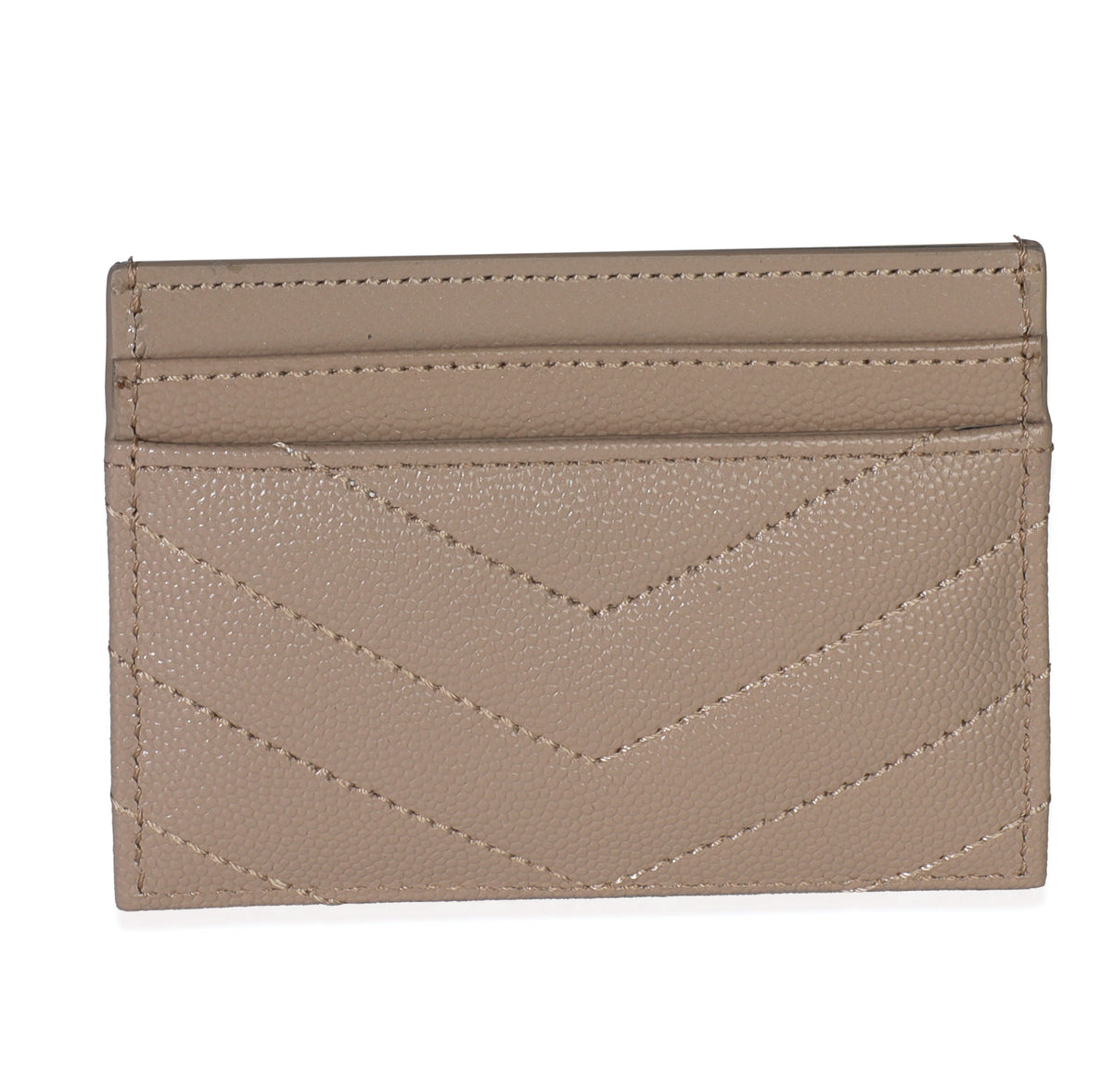 Saint Laurent Dark Taupe Grain De Poudre Matelasse Cassandre Card Case Wallet bv
