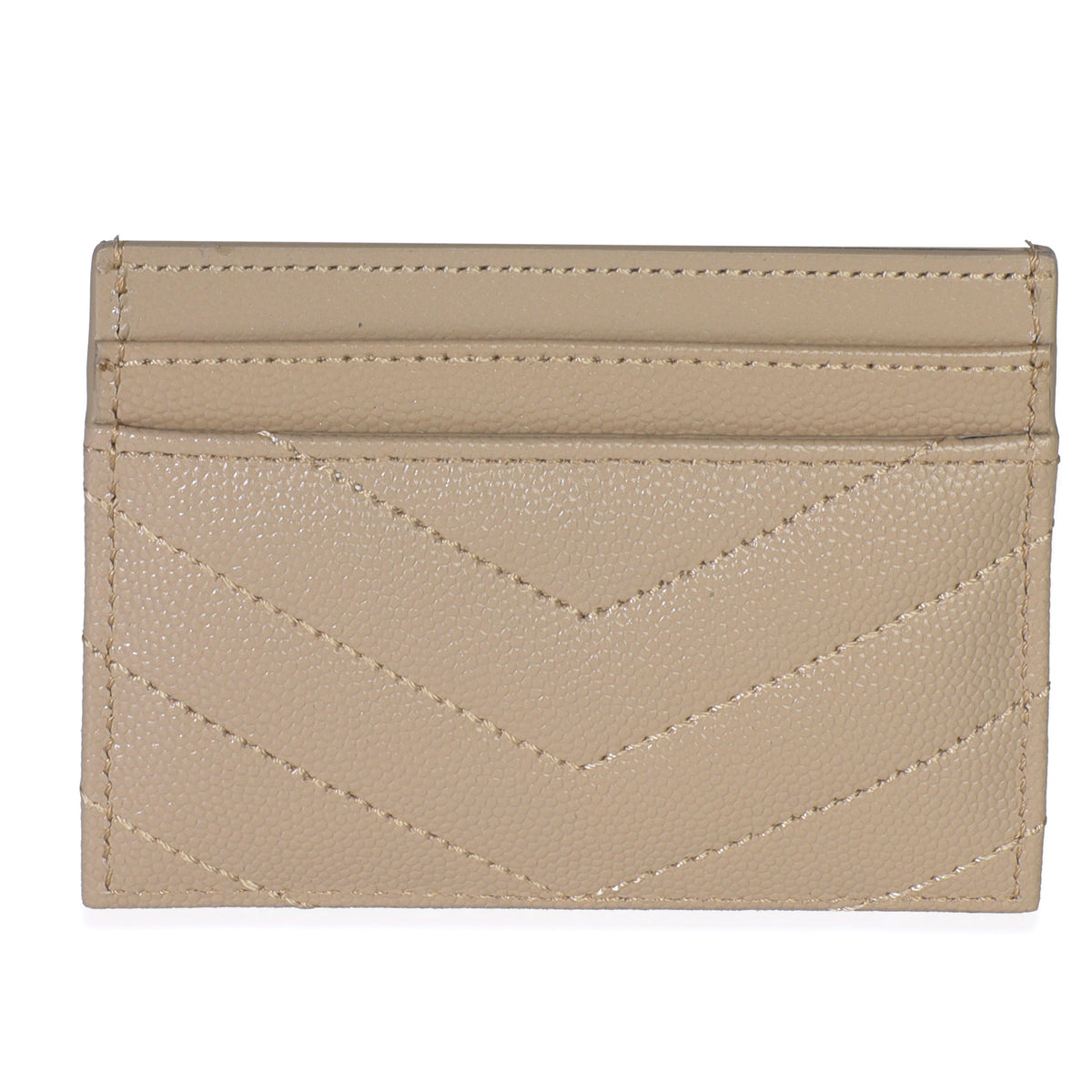 Saint Laurent Dark Beige Grain De Poudre Matelasse Cassandre Card Case Wallet bv
