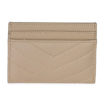 Saint Laurent Dark Beige Grain De Poudre Matelasse Cassandre Card Case Wallet bv