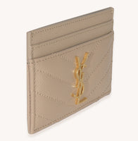 Saint Laurent Dark Beige Grain De Poudre Matelasse Cassandre Card Case Wallet pv