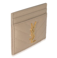 Saint Laurent Dark Beige Grain De Poudre Matelasse Cassandre Card Case Wallet pv