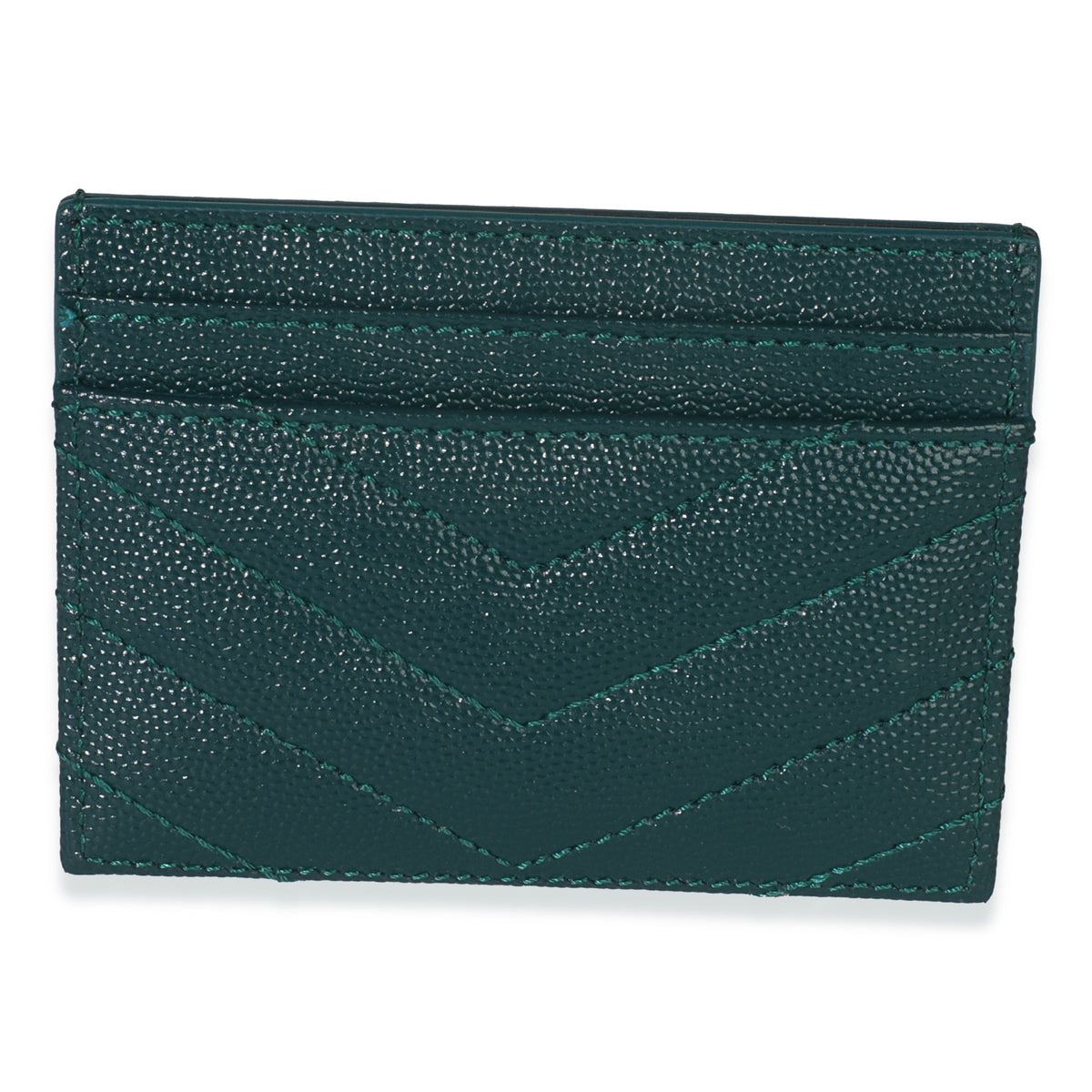 Petrol Green Grain De Poudre Matelasse Cassandre Card Case