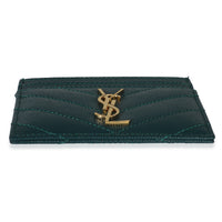 Petrol Green Grain De Poudre Matelasse Cassandre Card Case