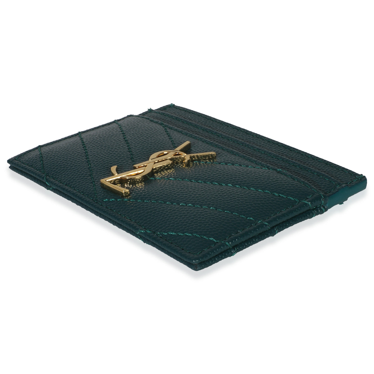 Petrol Green Grain De Poudre Matelasse Cassandre Card Case