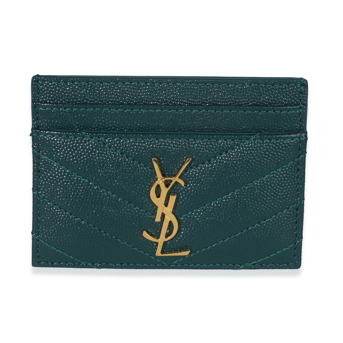 Petrol Green Grain De Poudre Matelasse Cassandre Card Case