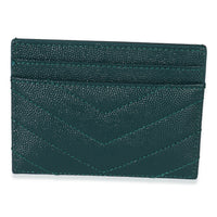 Petrol Green Grain De Poudre Matelasse Cassandre Card Case