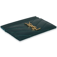 Petrol Green Grain De Poudre Matelasse Cassandre Card Case