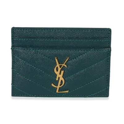 Petrol Green Grain De Poudre Matelasse Cassandre Card Case