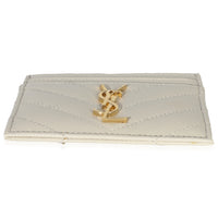 Saint Laurent Blanc Vintage Grain De Poudre Matelasse Cassandre Card Case Wallet stamp