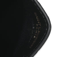 Black Croc Embossed Calfskin Logo Card Holder