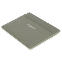 Saint Laurent Light Khaki Grain De Poudre Credit Card Case Wallet clasp