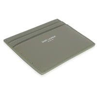 Saint Laurent Light Khaki Grain De Poudre Credit Card Case Wallet box