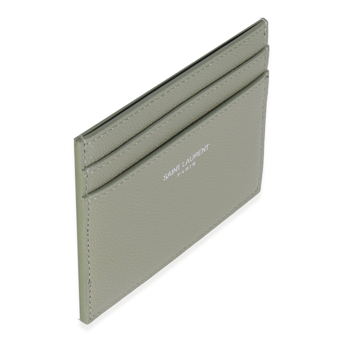 Saint Laurent Light Khaki Grain De Poudre Credit Card Case Wallet pv