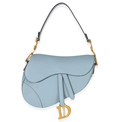 Blue Grained Calfskin Medium Saddle