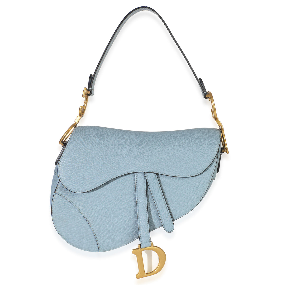 Blue Grained Calfskin Medium Saddle