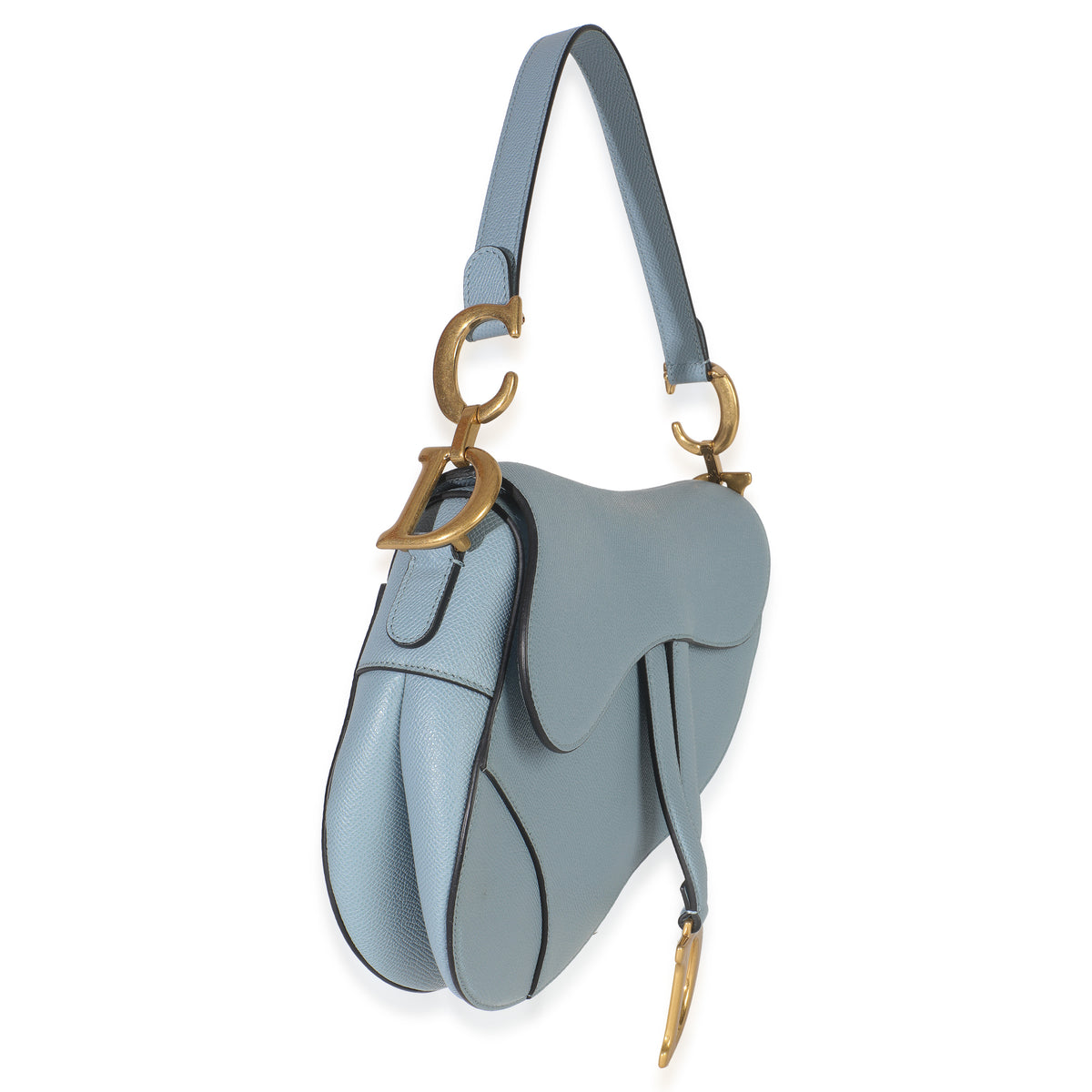 Blue Grained Calfskin Medium Saddle