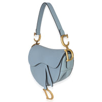 Blue Grained Calfskin Medium Saddle