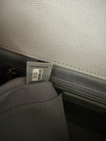 20P Grey Quilted Caviar Small Business Affinity Flap Handbag