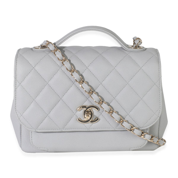 20P Grey Quilted Caviar Small Business Affinity Flap Bag