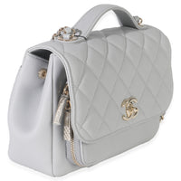 20P Grey Quilted Caviar Small Business Affinity Flap Handbag