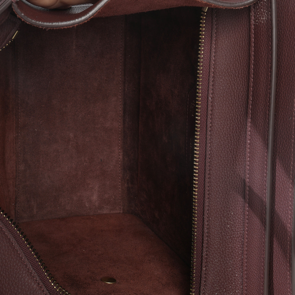 Burgundy Drummed Calfskin Micro Luggage Tote