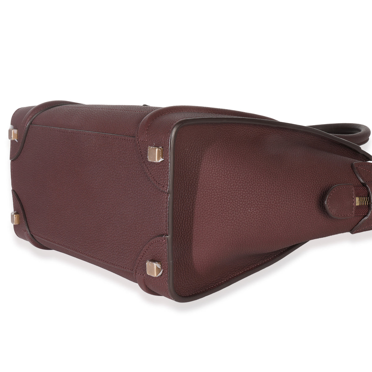 Burgundy Drummed Calfskin Micro Luggage Tote