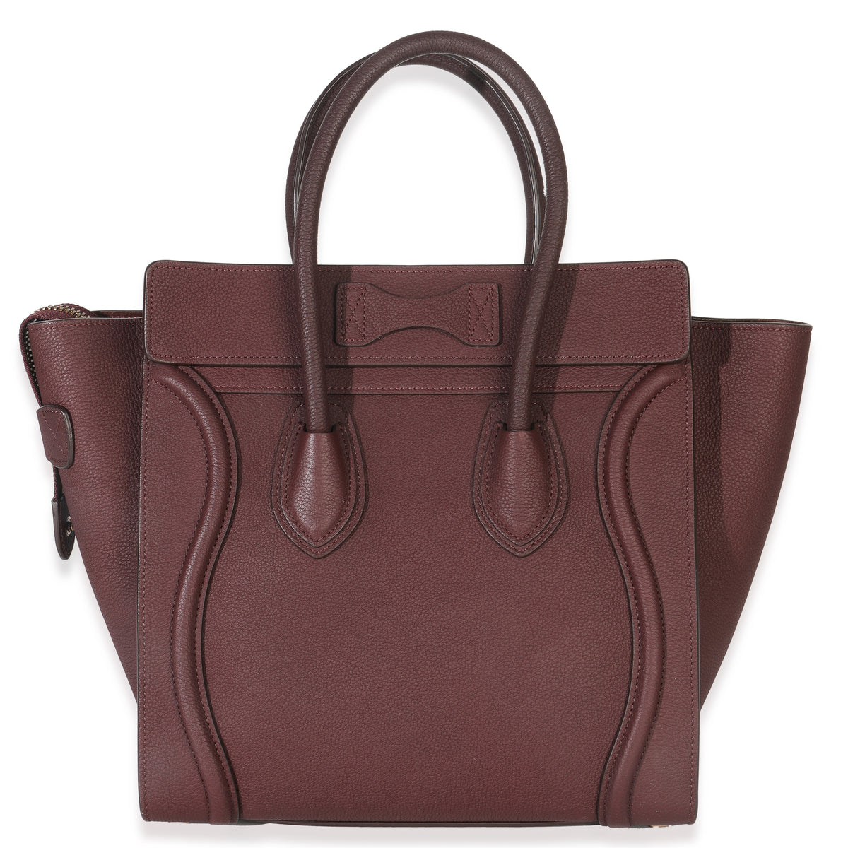Burgundy Drummed Calfskin Micro Luggage Tote