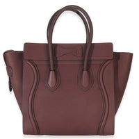 Burgundy Drummed Calfskin Micro Luggage Tote