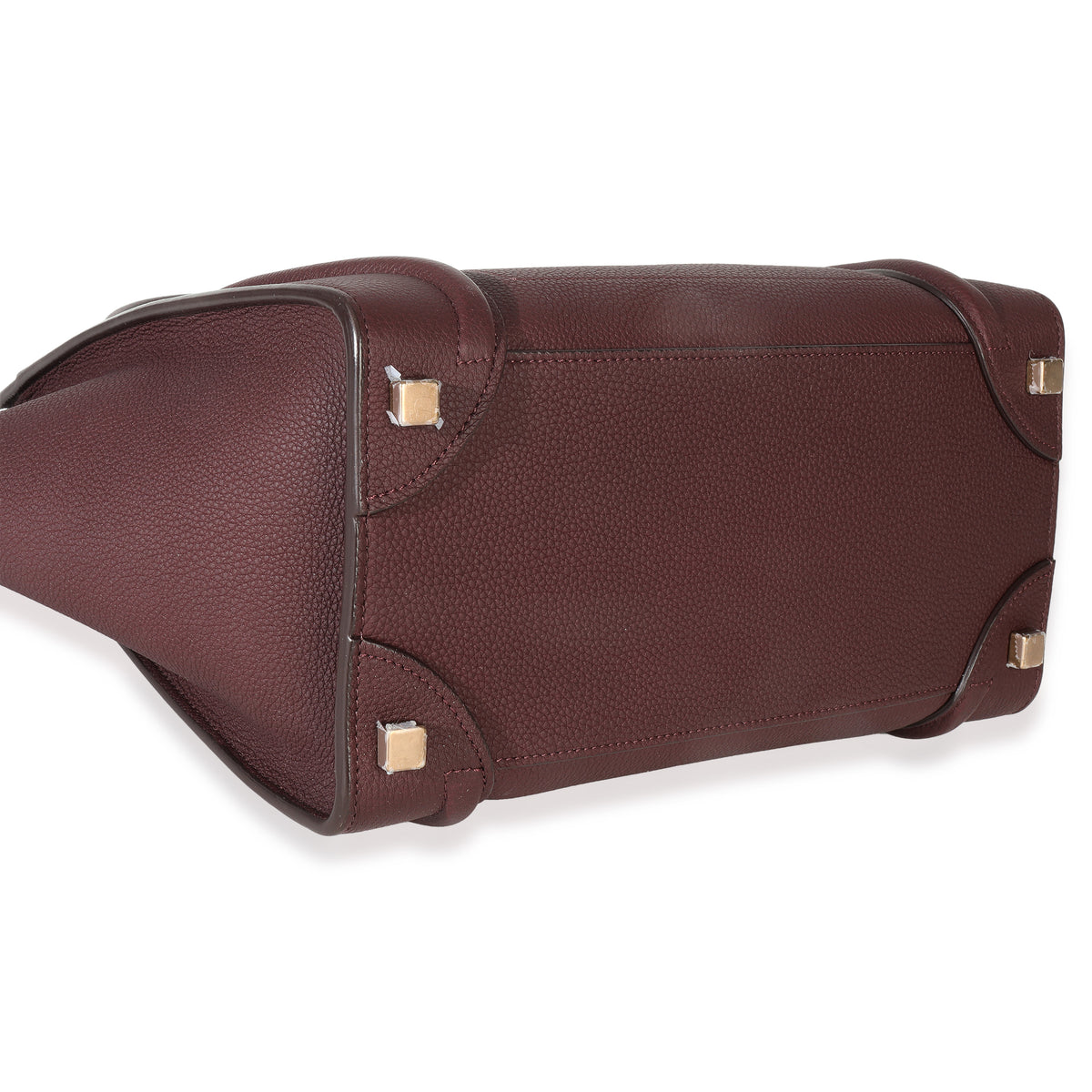 Burgundy Drummed Calfskin Micro Luggage Tote