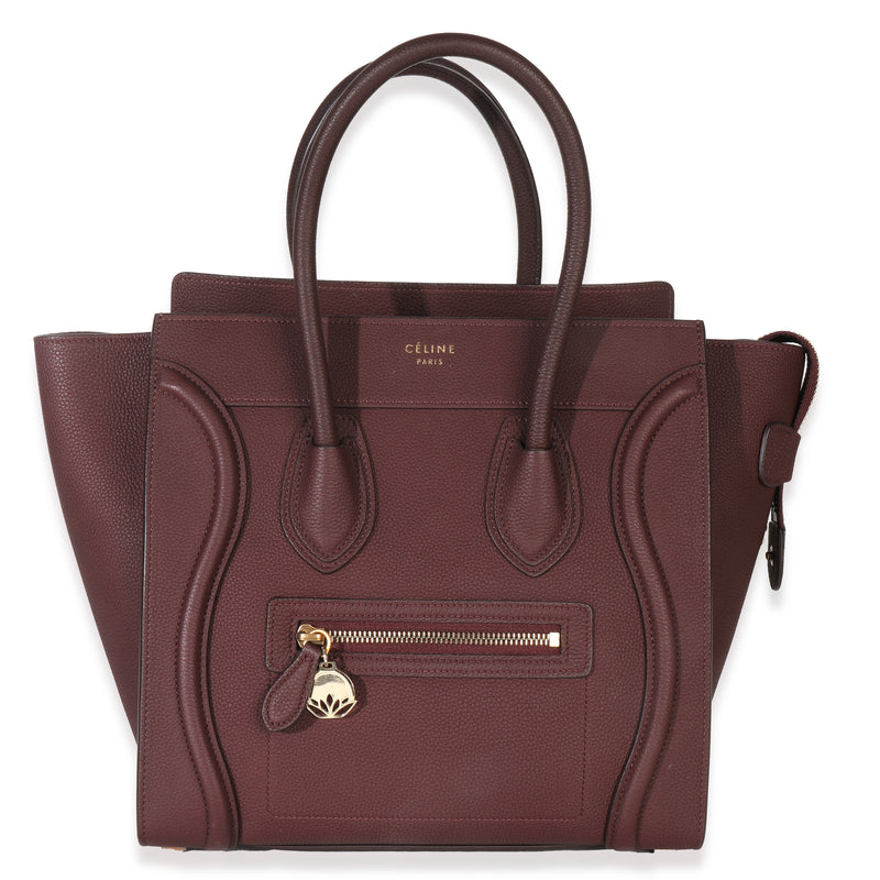 Burgundy Drummed Calfskin Micro Luggage Tote