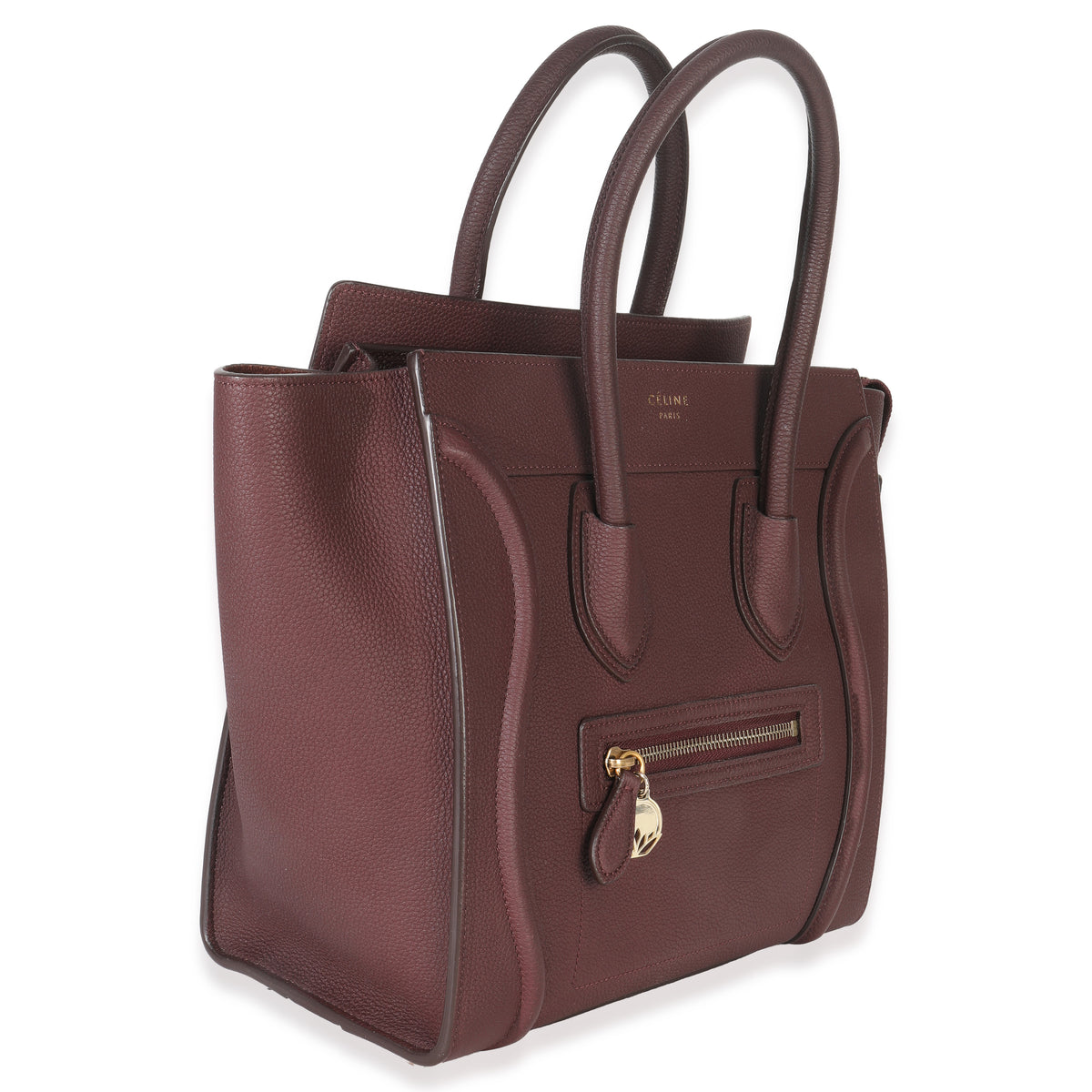 Burgundy Drummed Calfskin Micro Luggage Tote