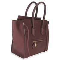 Burgundy Drummed Calfskin Micro Luggage Tote