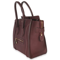 Burgundy Drummed Calfskin Micro Luggage Tote