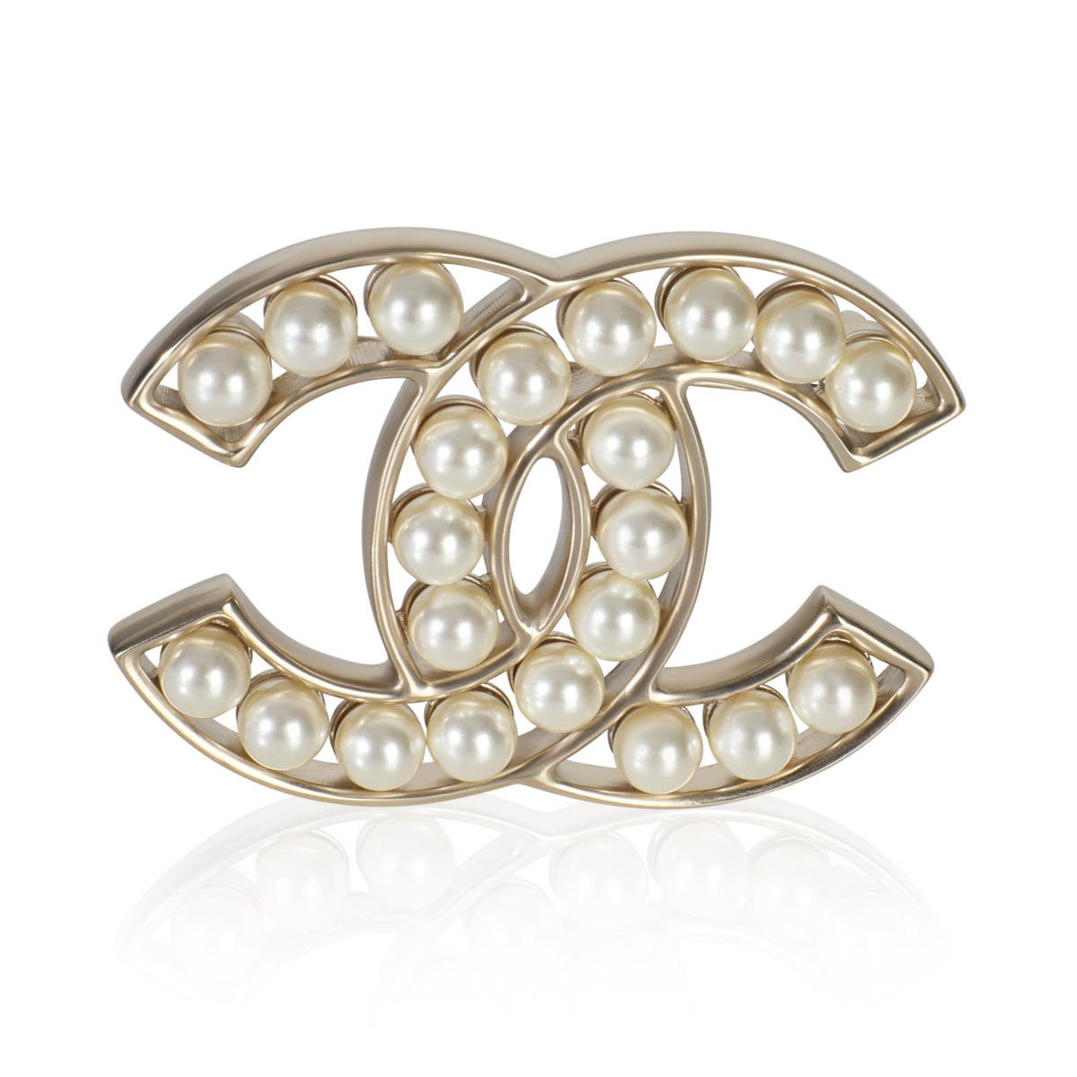 Gold-Plated  2022 Faux Pearl Brooch