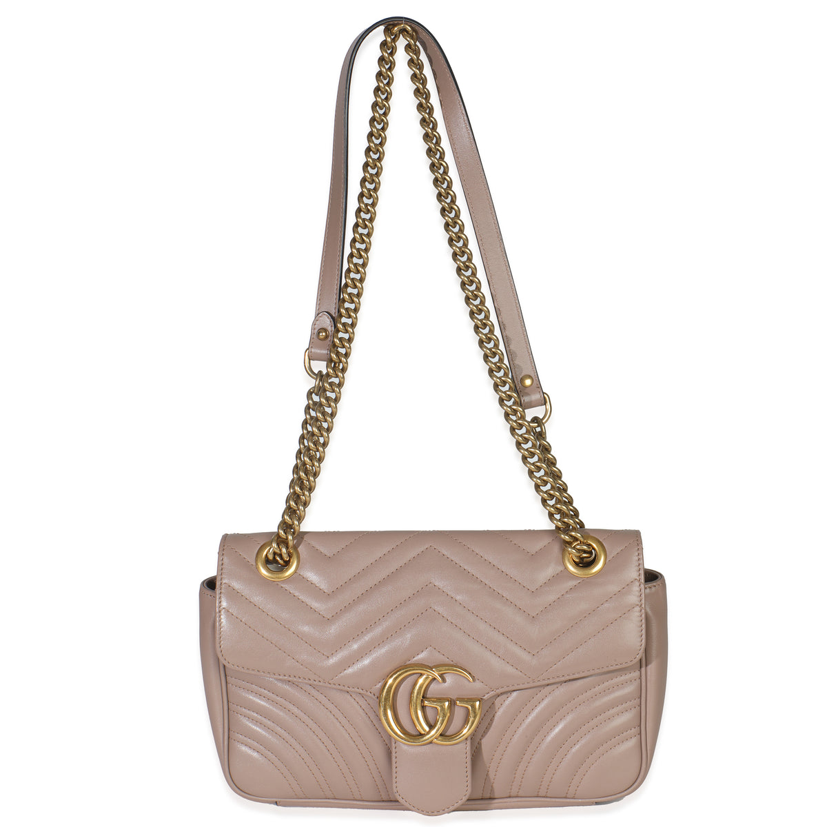 Porcelain Rose Matelasse Calfskin Medium GG Marmont Shoulder Bag