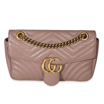 Porcelain Rose Matelasse Calfskin Medium GG Marmont Shoulder Bag