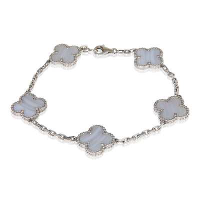 White Gold Chalcedony Vintage Alhambra Bracelet