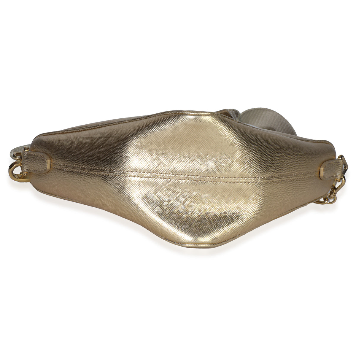 Platino Gold Saffiano Lux Triangle Shoulder Bag
