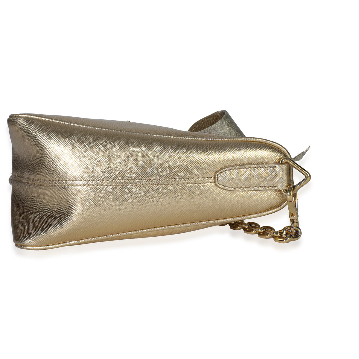 Platino Gold Saffiano Lux Triangle Shoulder Bag