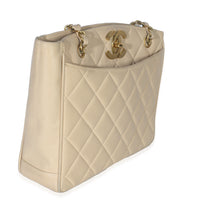 Vintage Beige Quilted Lambskin CC Shoulder Tote