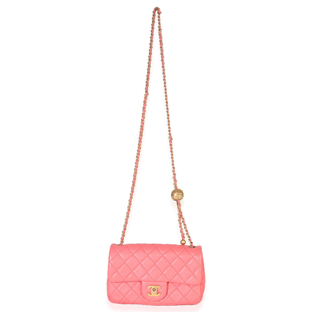 Chanel Pink Quilted Lambskin Pearl Crush Mini Rectangular Flap Bag Handbag av