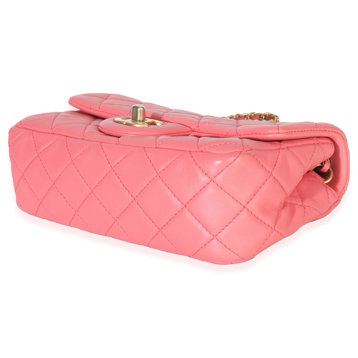 Chanel Pink Quilted Lambskin Pearl Crush Mini Rectangular Flap Bag Handbag box